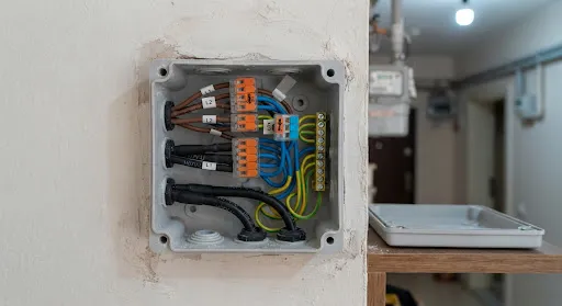 Buat içi etiketli ve düzenli kablo bağlantısı